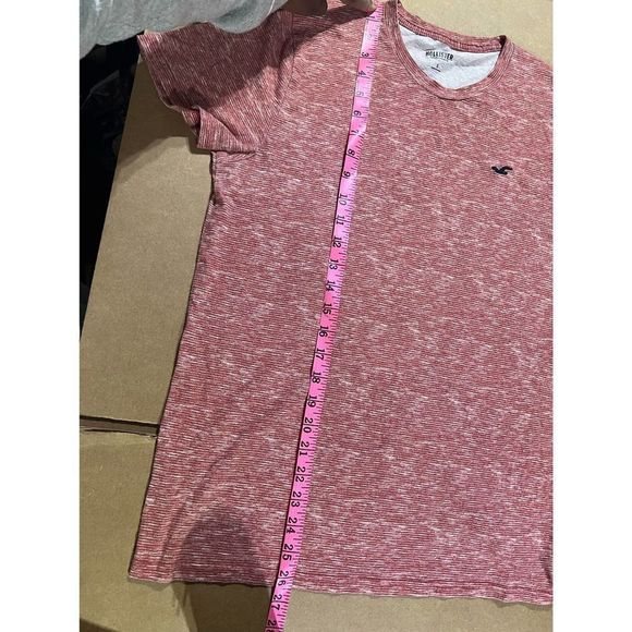 Hollister logo UNISEX maroon white striped short sleevet- shirt SZ S - Picture 6 of 10